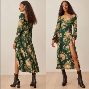 Reformation Sigmund dress in Belvedere (Green Floral)